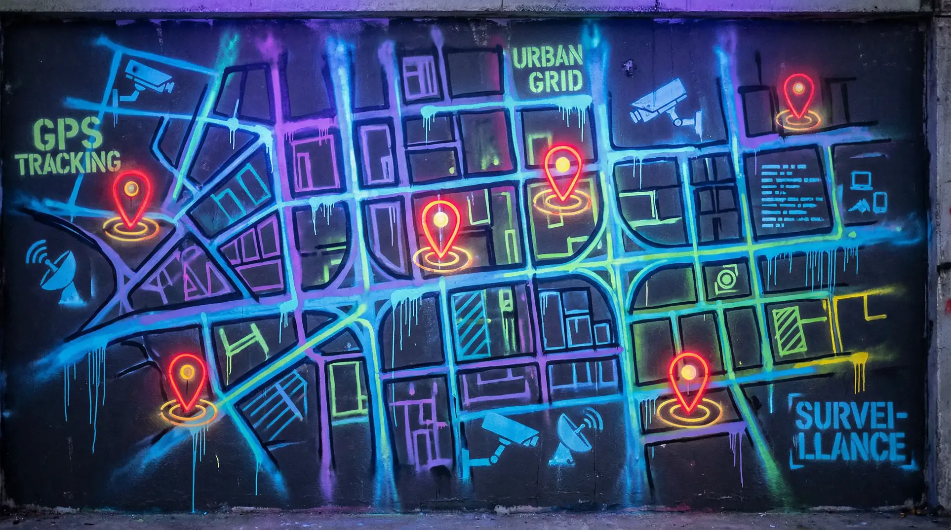 小小救生队 狗仔追踪地图 - 城市涂鸦风格